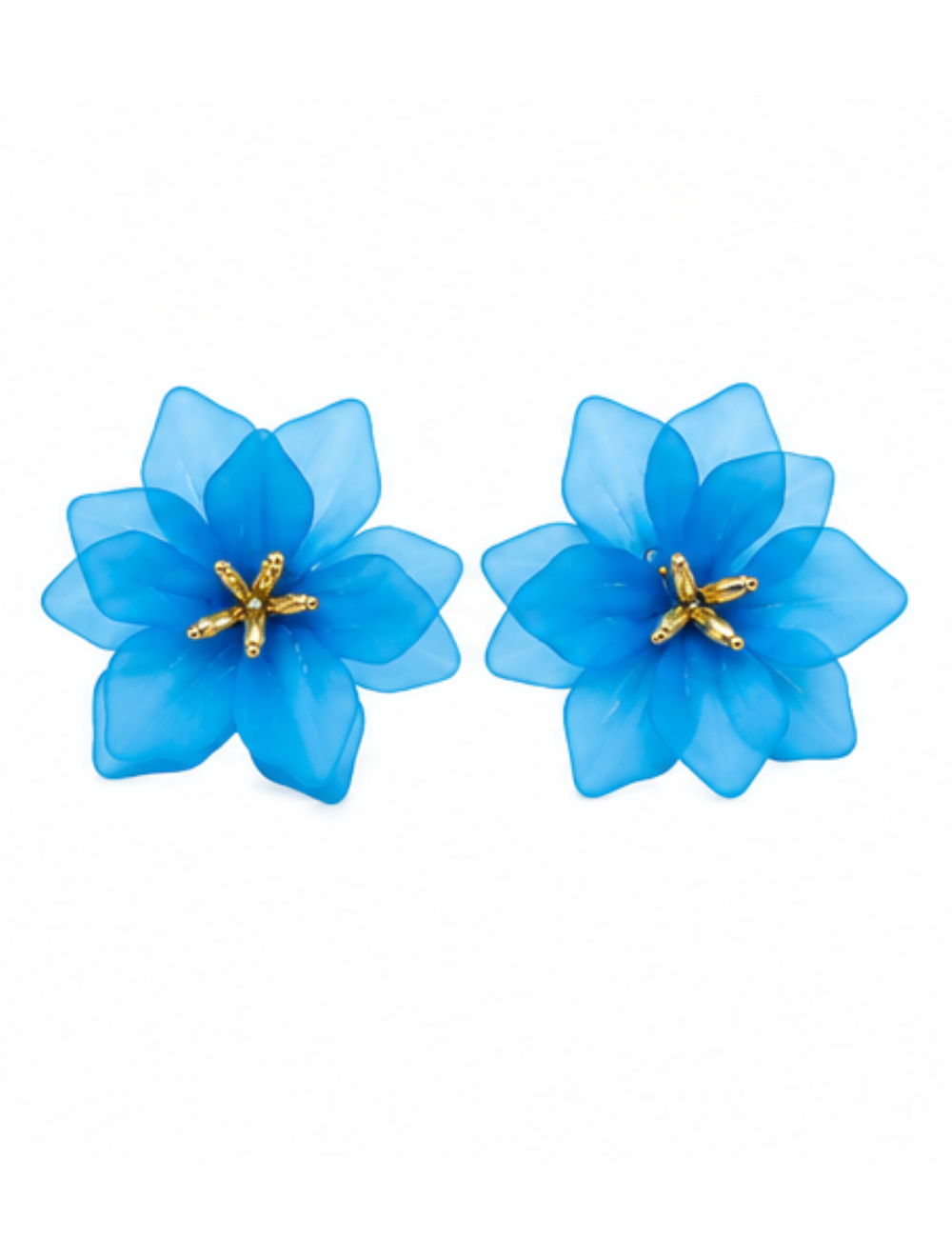 Boucles Cyane - fleur étoilée résine bleu azur XL