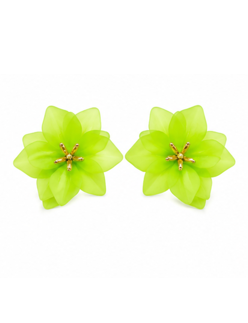 Boucles Limona - fleur étoilée vert citron XL