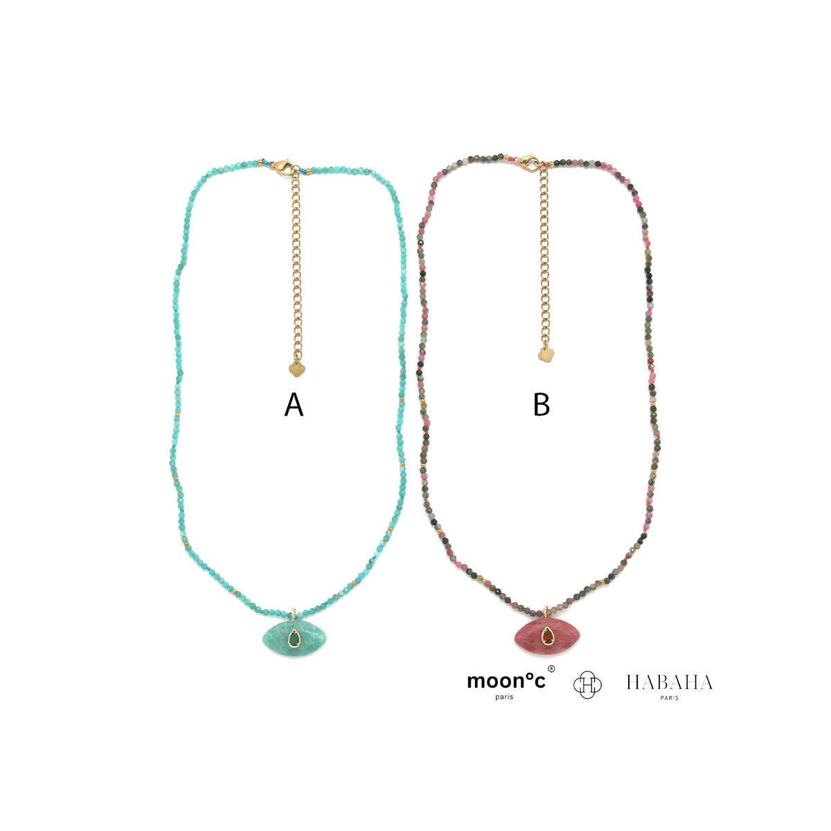Collier Iris tourmaline et rhodonite