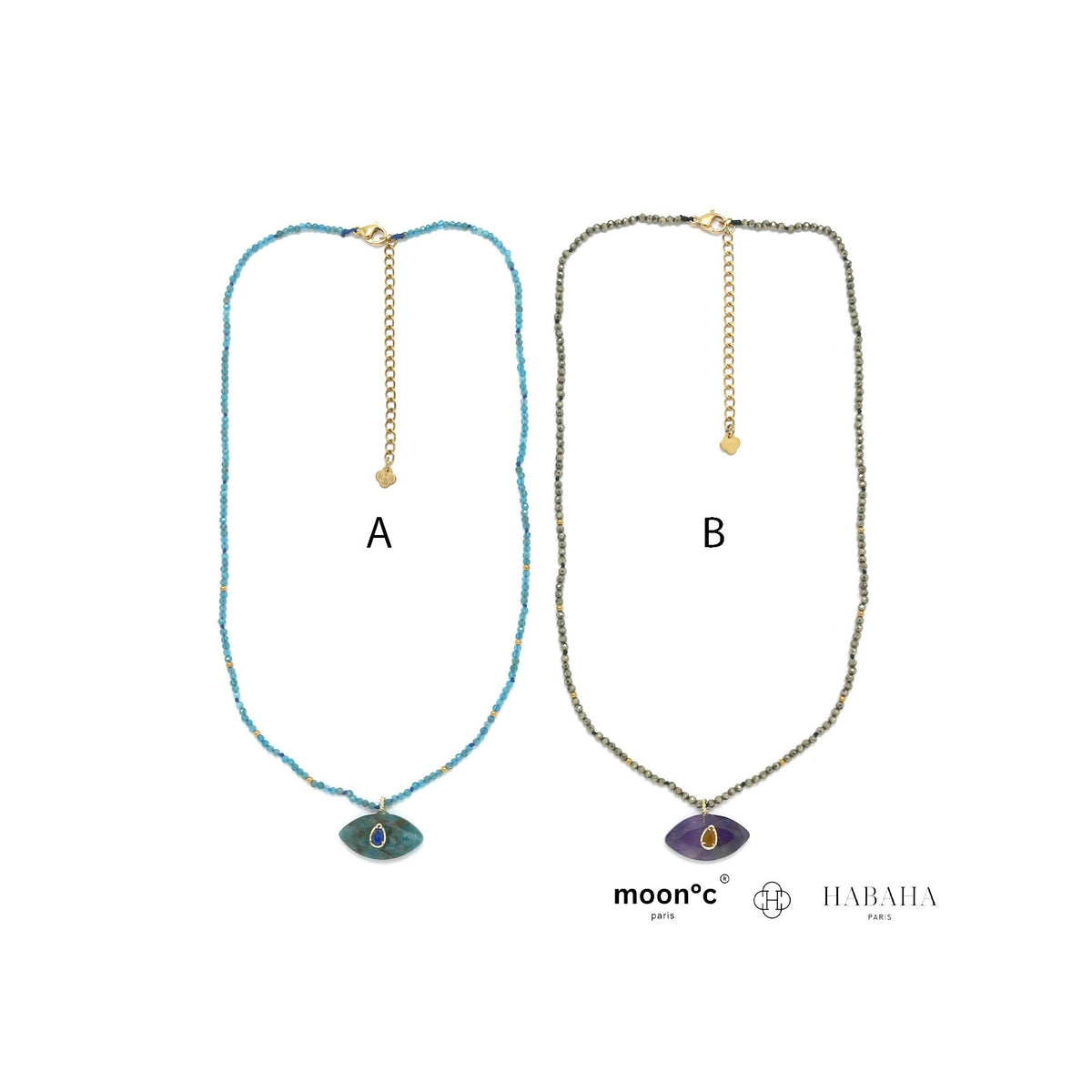 Collier Iris pyrite et améthyste