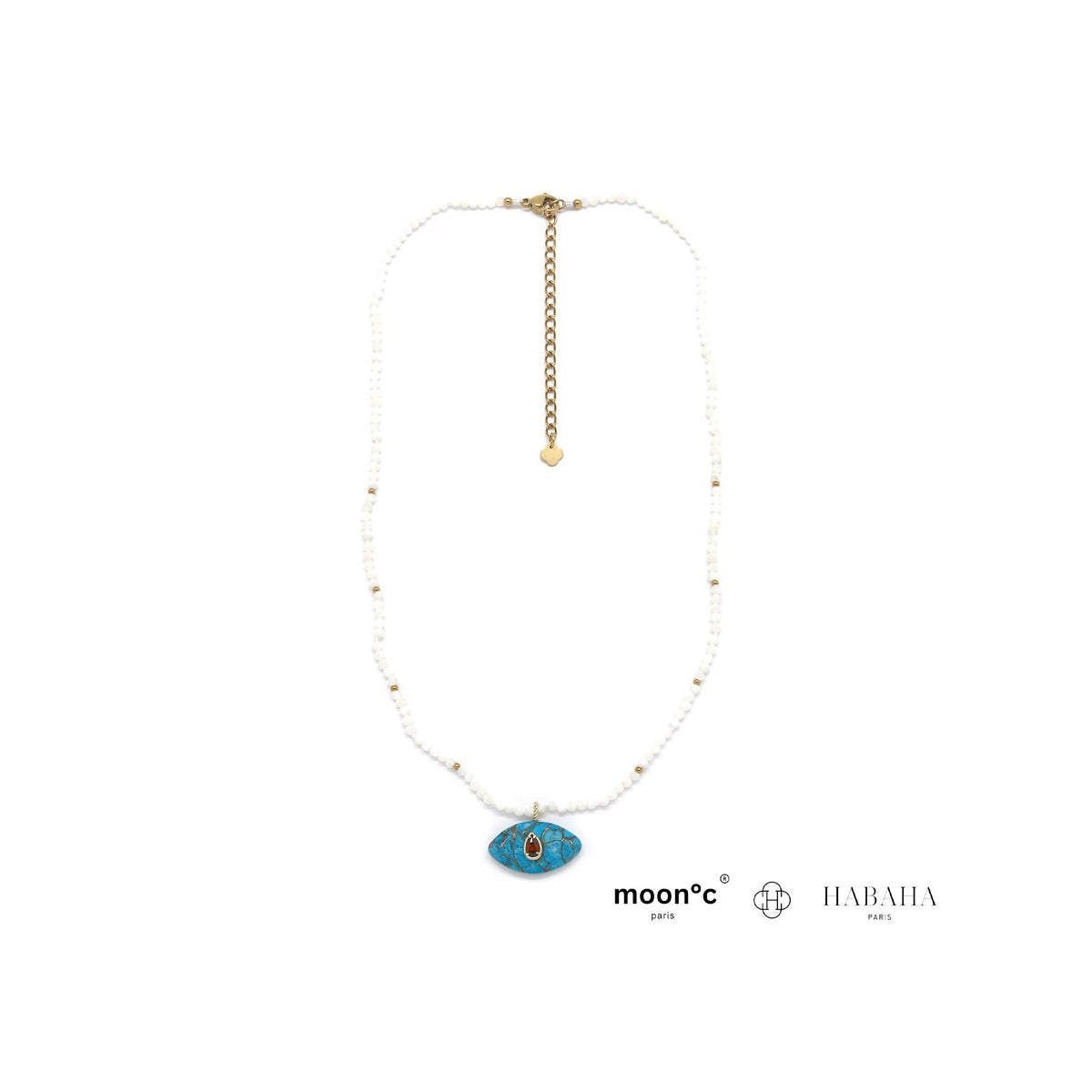 Collier Iris nacre et turquoise mohave