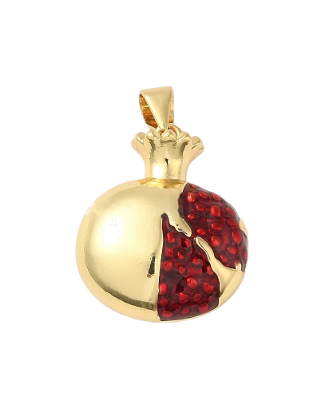 Charm Grenade – grenade dorée aux grains d'émail rouge