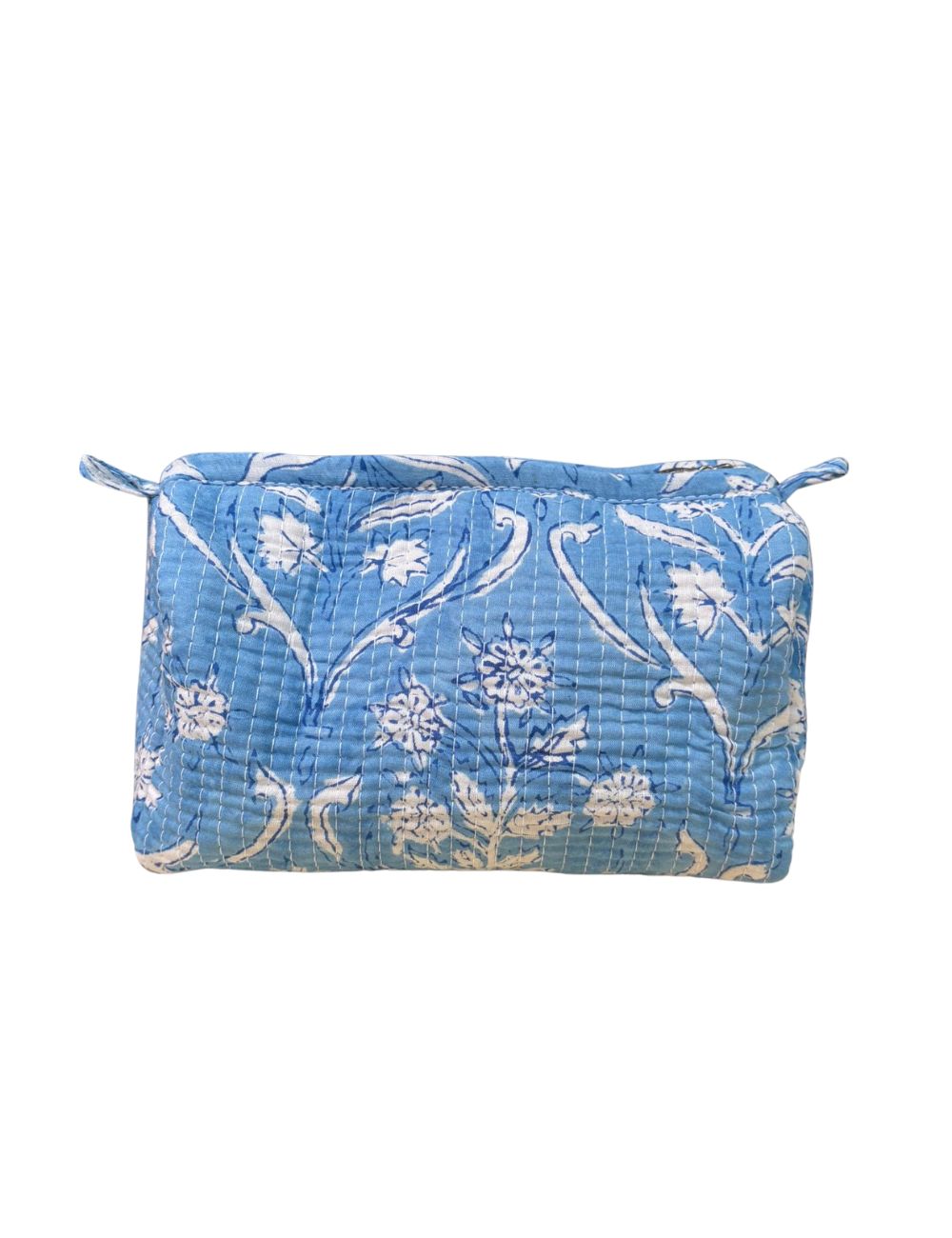 Trousse de toilette bleu à motif floral