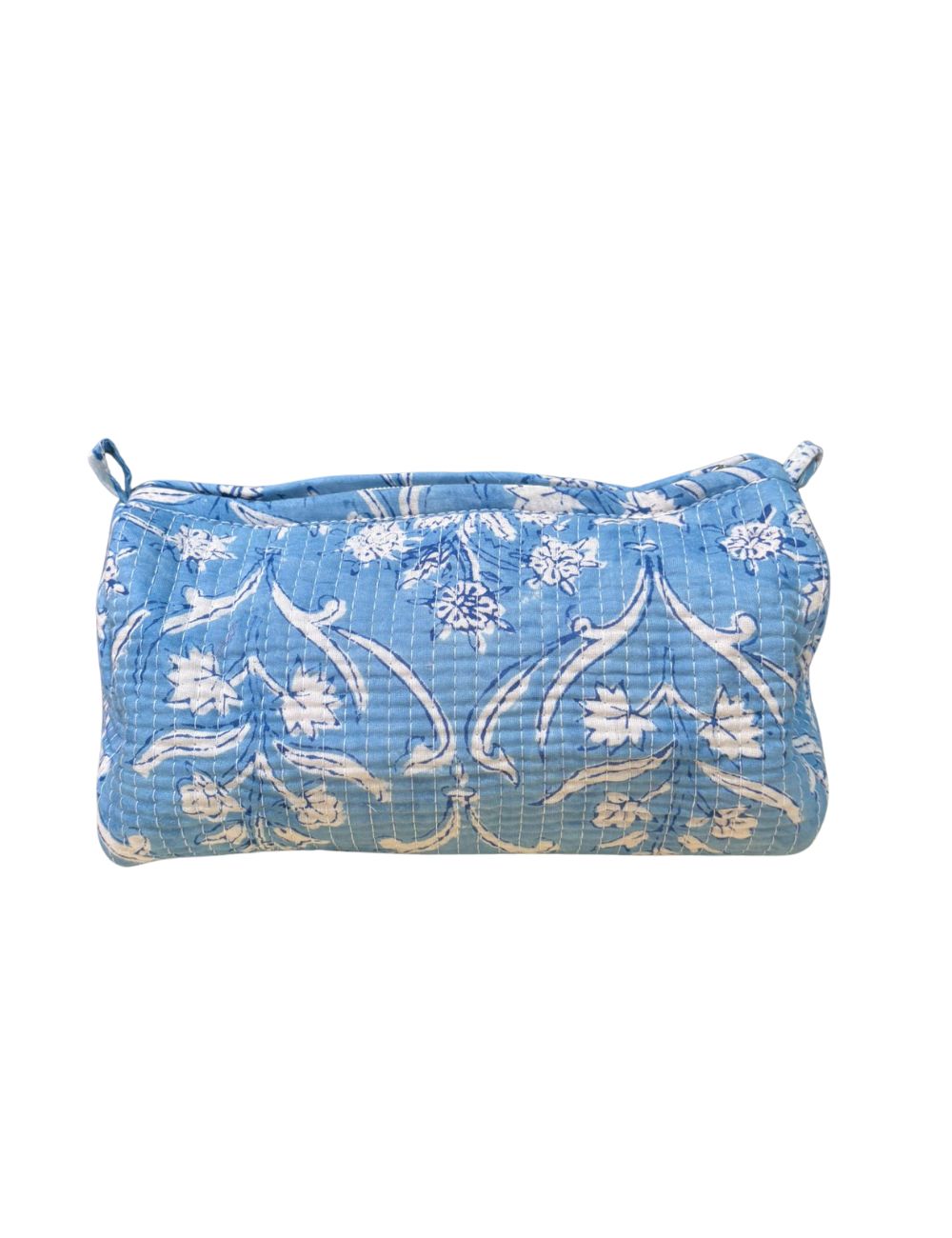 Trousse de toilette bleu à motif floral