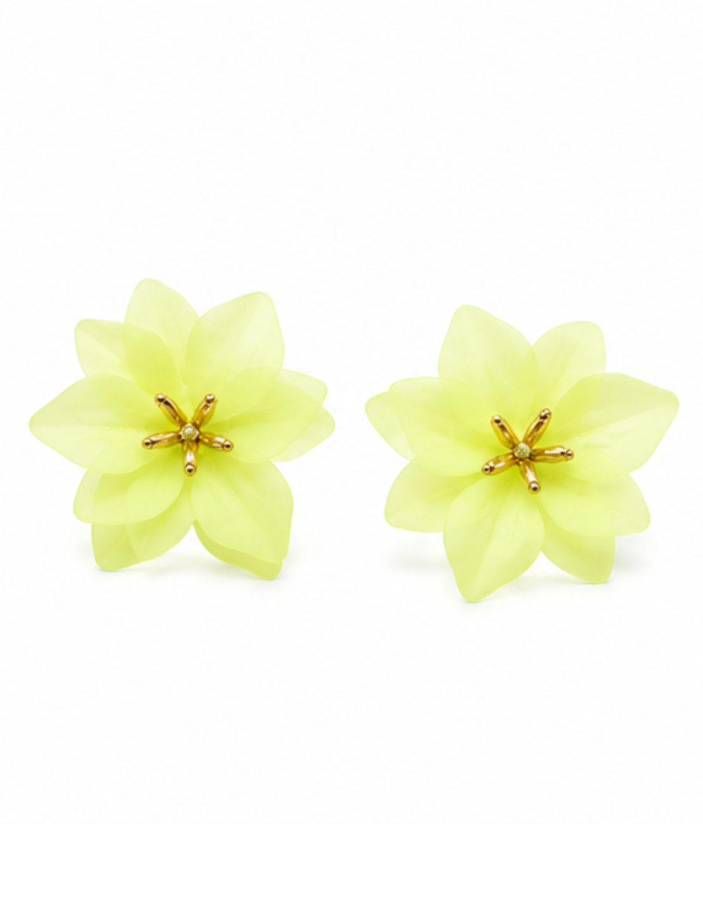 Boucles Citronia - fleur résine jaune pâle XL