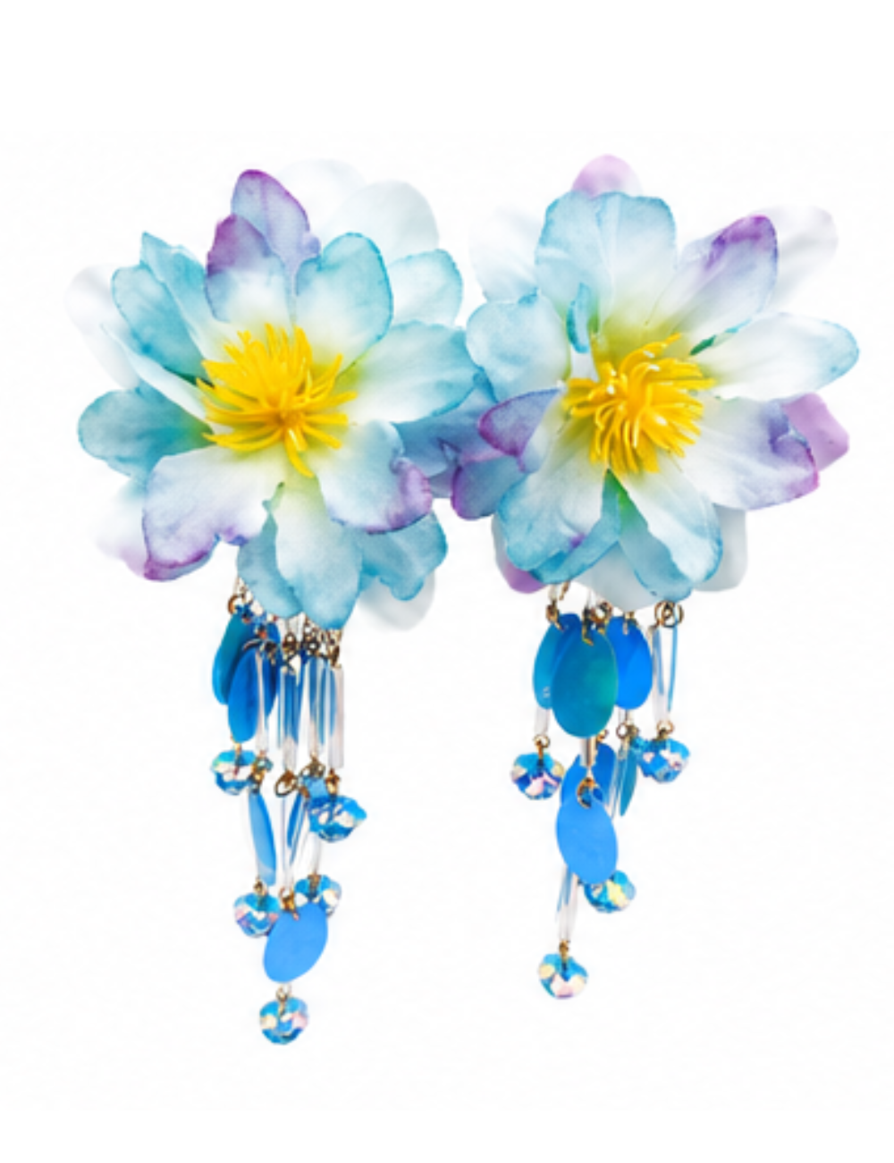 Boucles Iris - fleur aquarelle bleu et violet XL