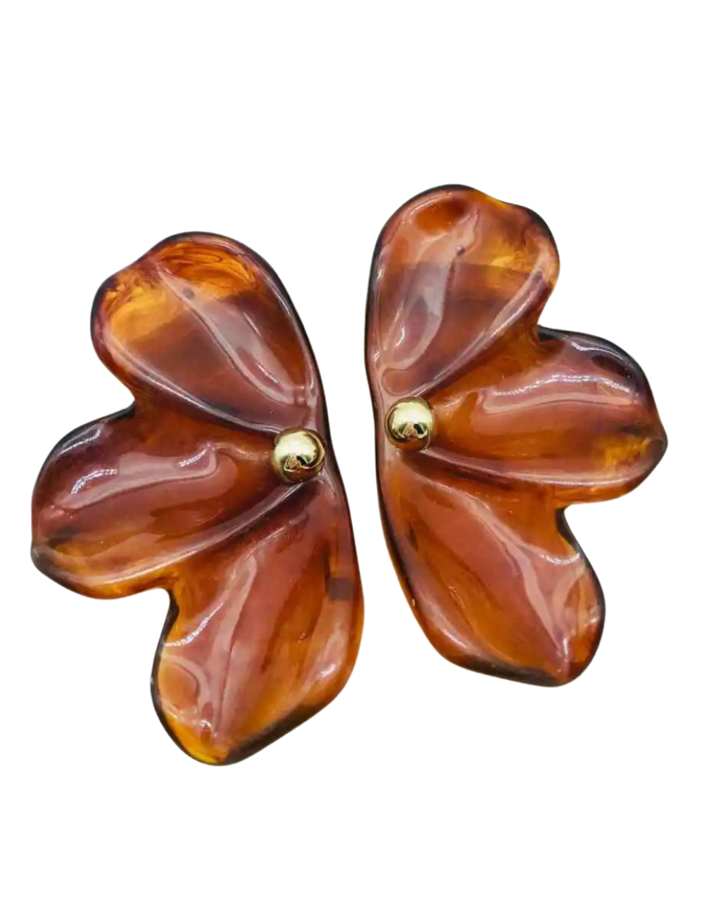 Boucles Ambre - résine ambrée effet écaille XL