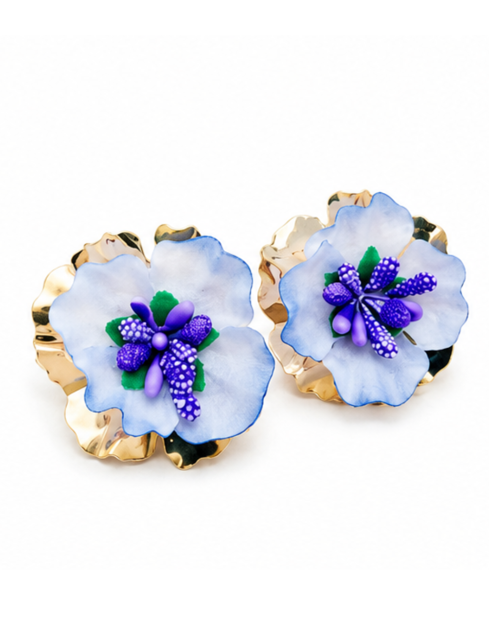 Boucles Glycine - fleur lavande et baies violettes XL