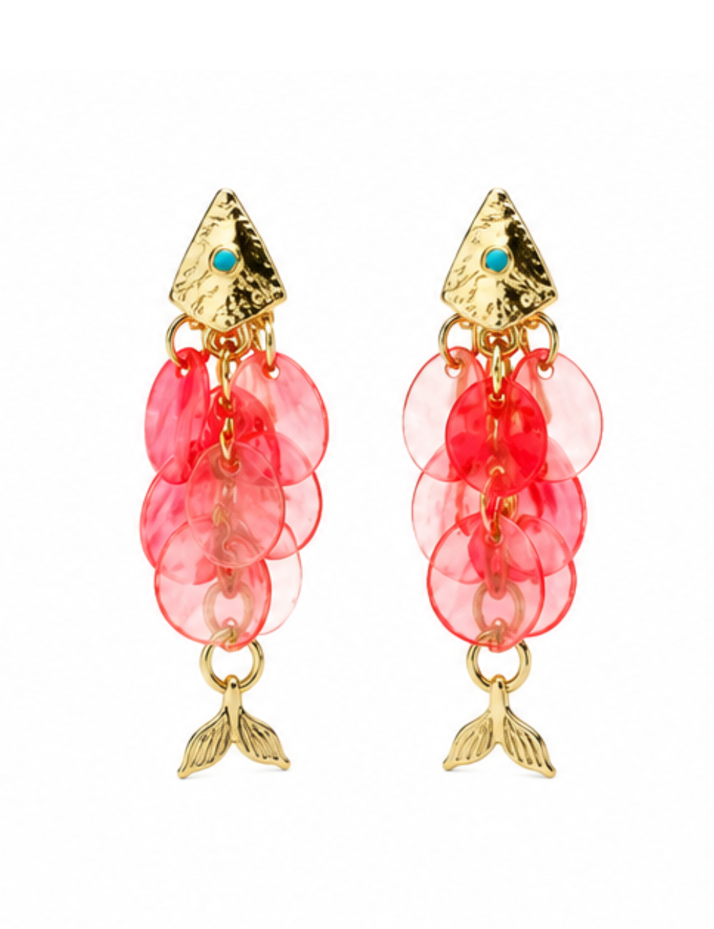 Boucles Carmine - poisson doré rouge et rose XL