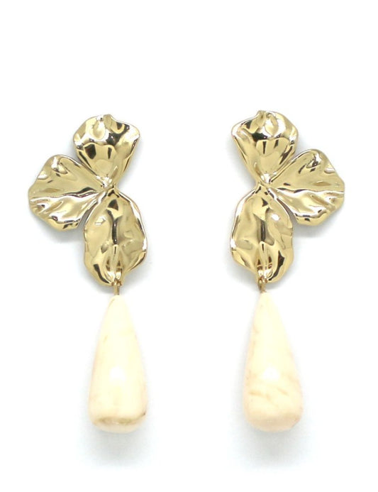 Boucles Agatha - Fleur / Blanc