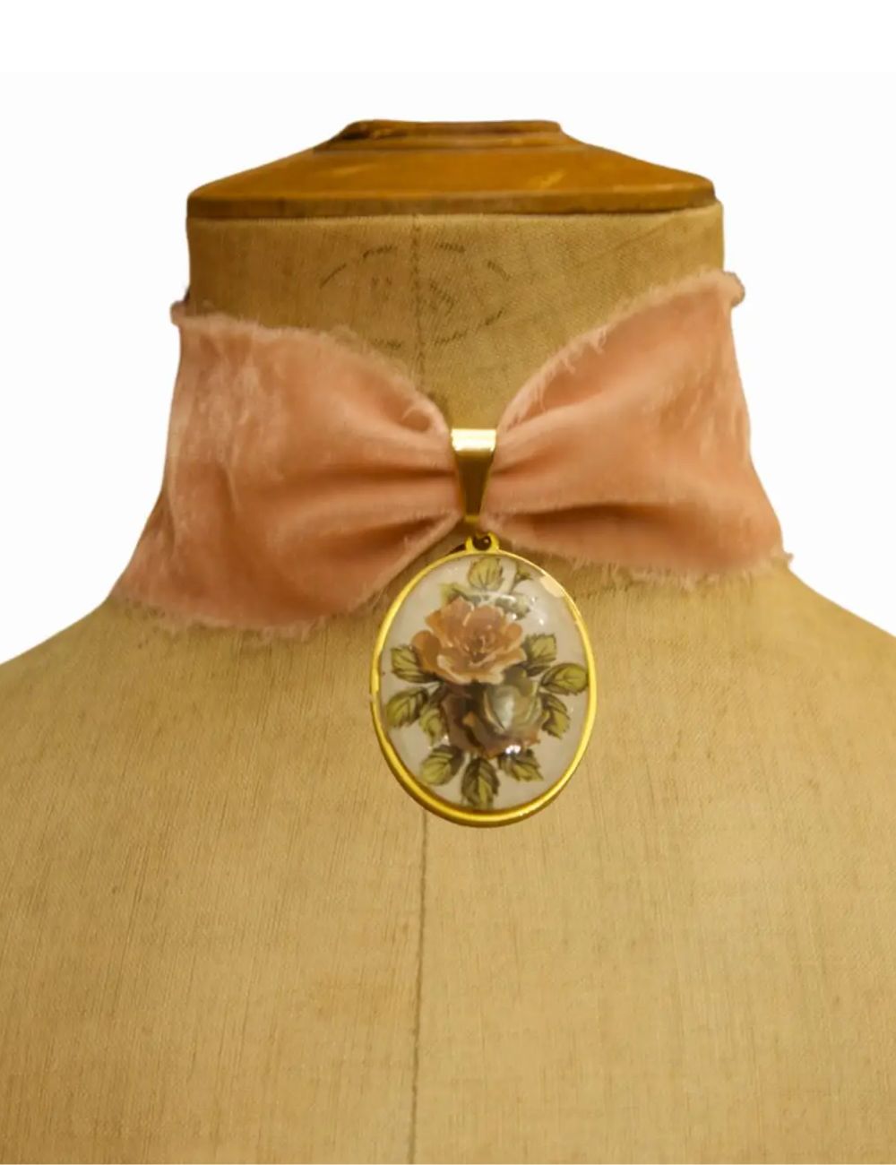 Choker Velours de soie - Cabochon - 4 Modèles