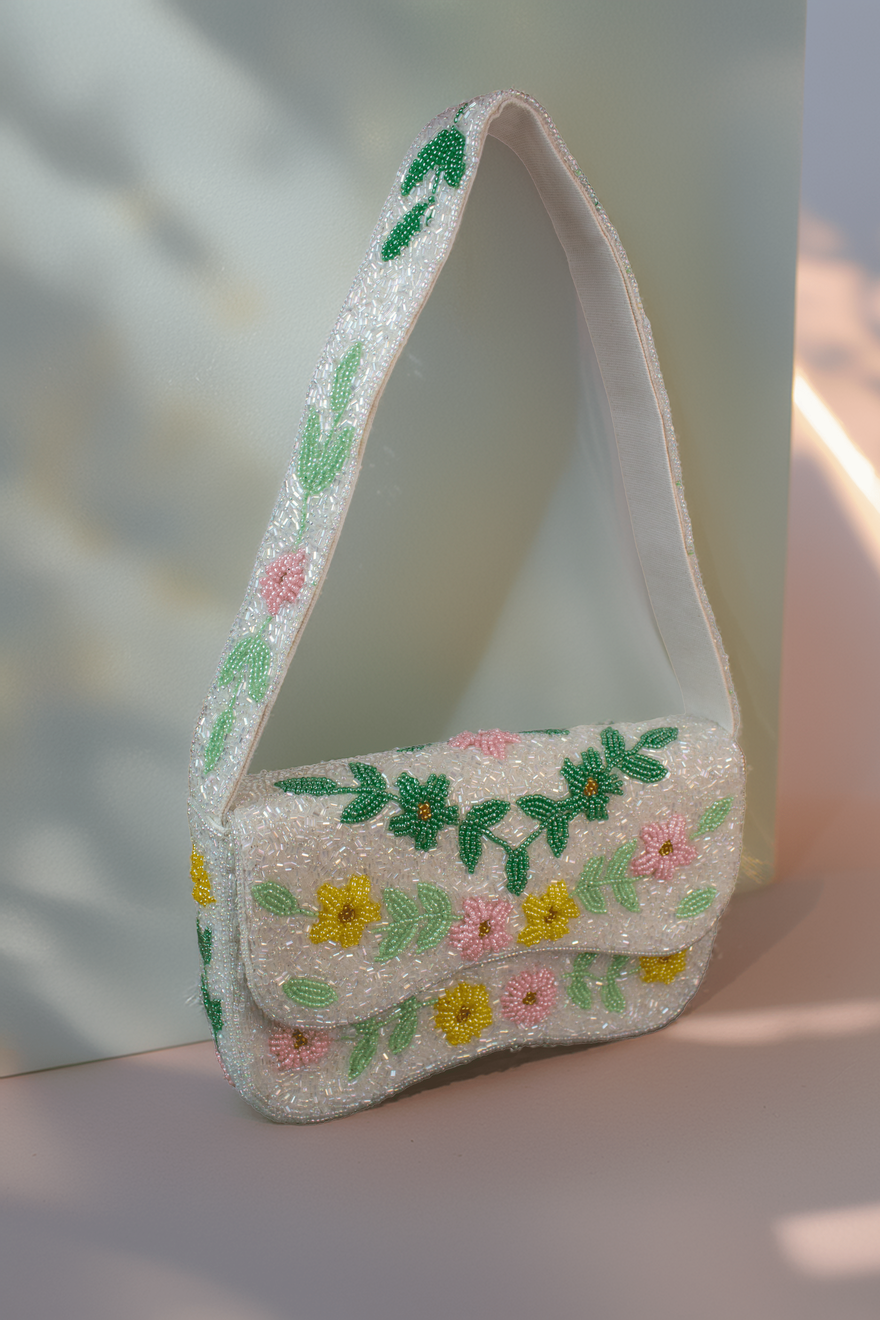Sac perlé Fleurs de Printemps