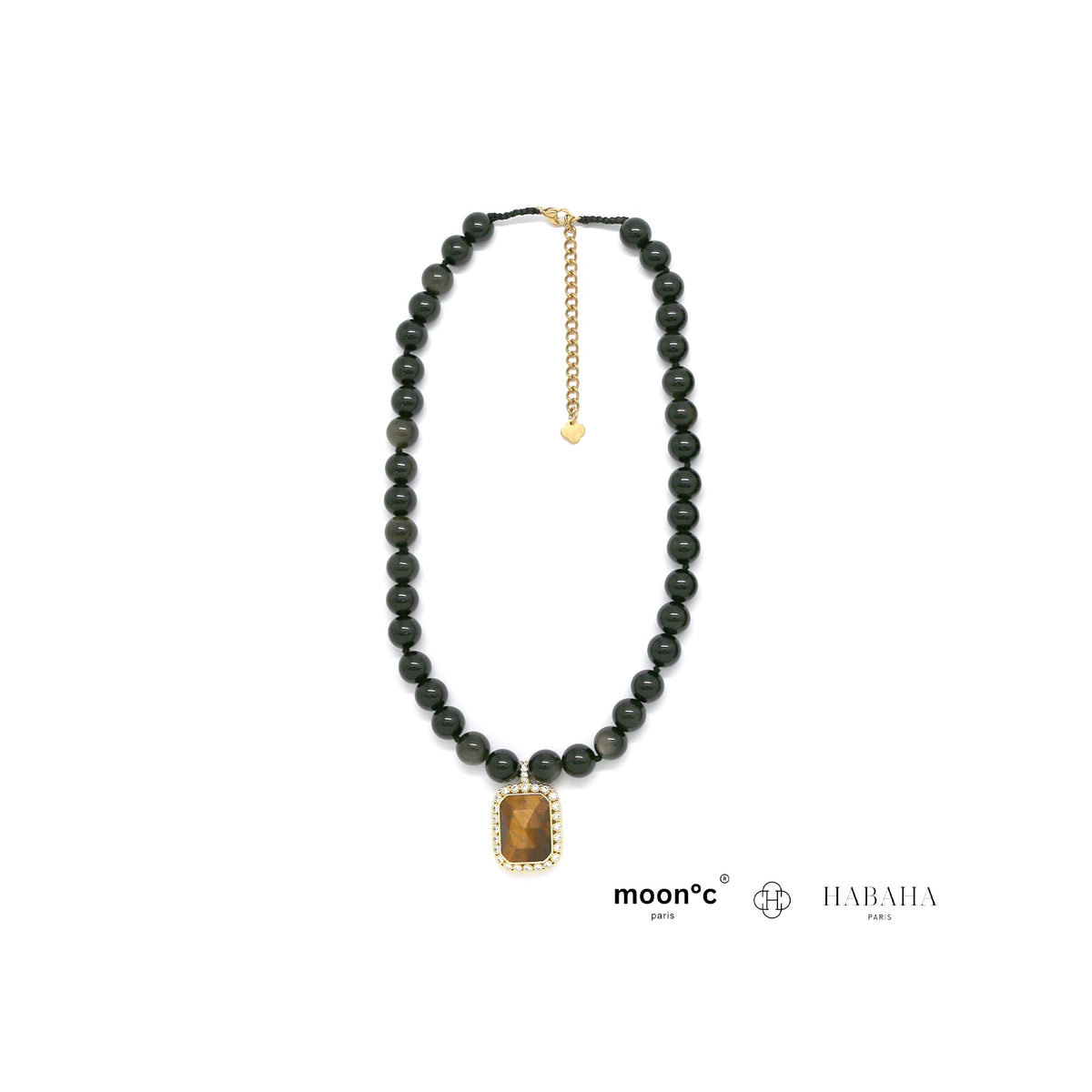 Collier Aura obsidienne dorée