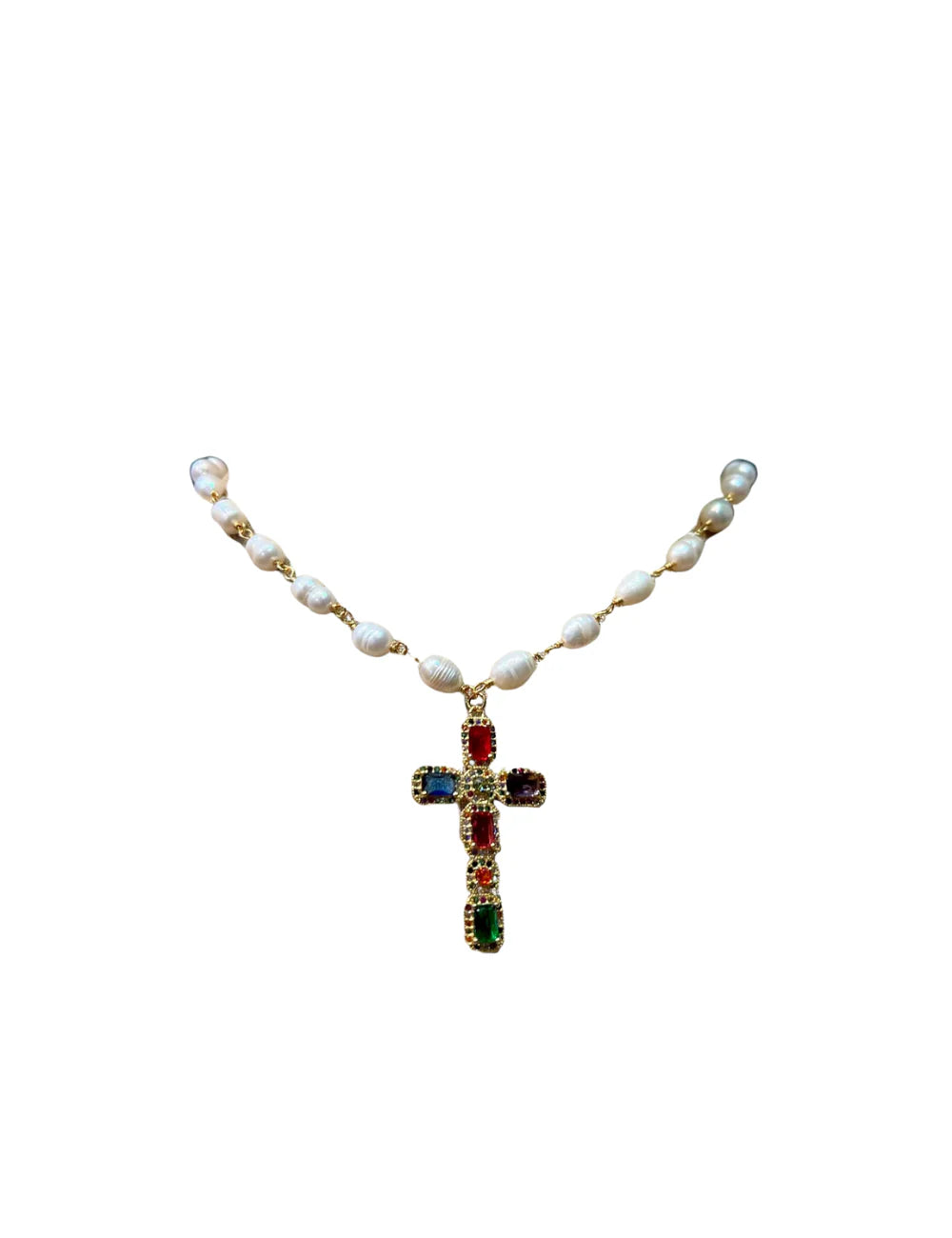 Collier Croix - Perles d'eau douce - 2 Modèles