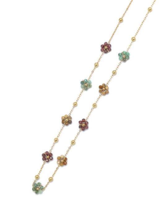 Collier Floral -  Multi Pierres