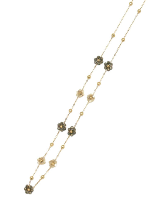 Collier Floral -  Pyrite / Pierre de Lune