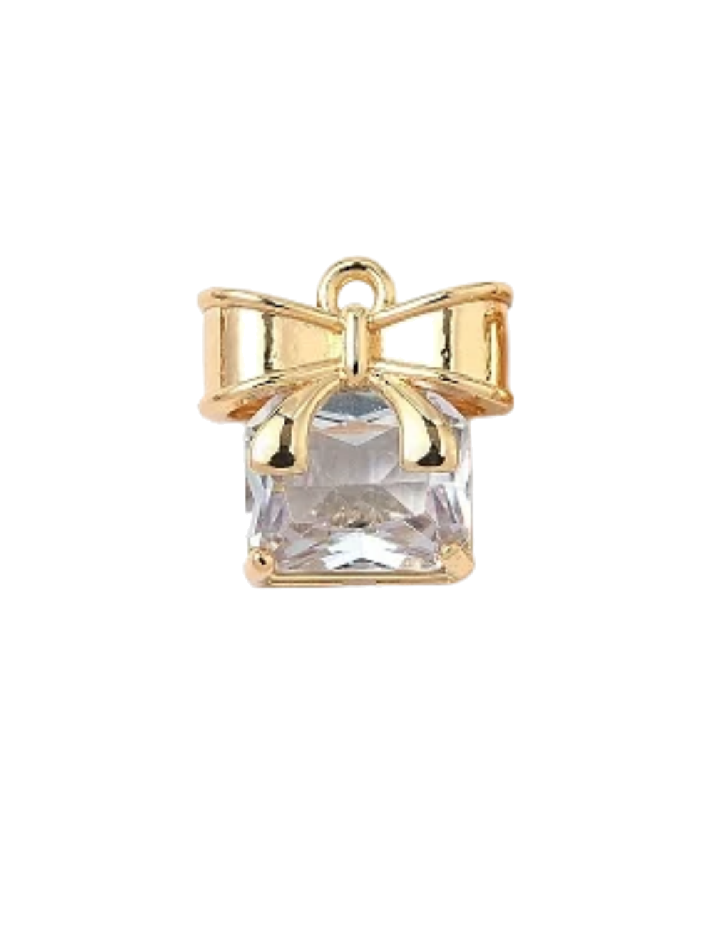 Charm Nœud Cadeau – zircon carré noué d'un ruban doré